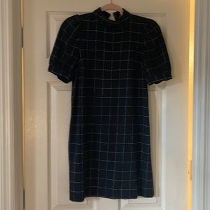 NWOT loft black dress with white stripes